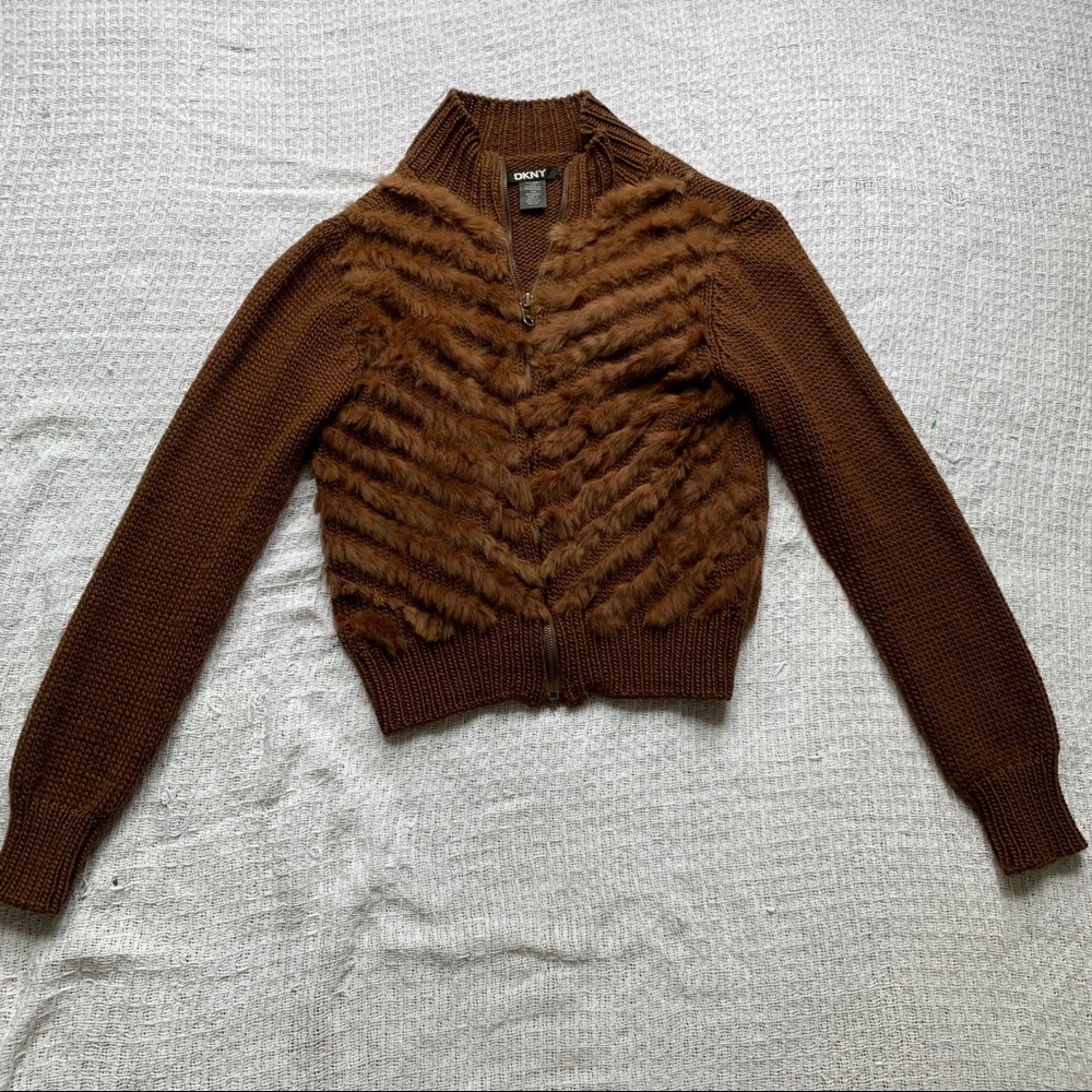 DKNY Zip-Up Wool Sweater
